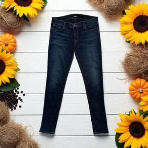 Hudson Krista Super Skinny Denim Jeans Womens 29 Dark Blue Zip UK Studs Mid-Rise